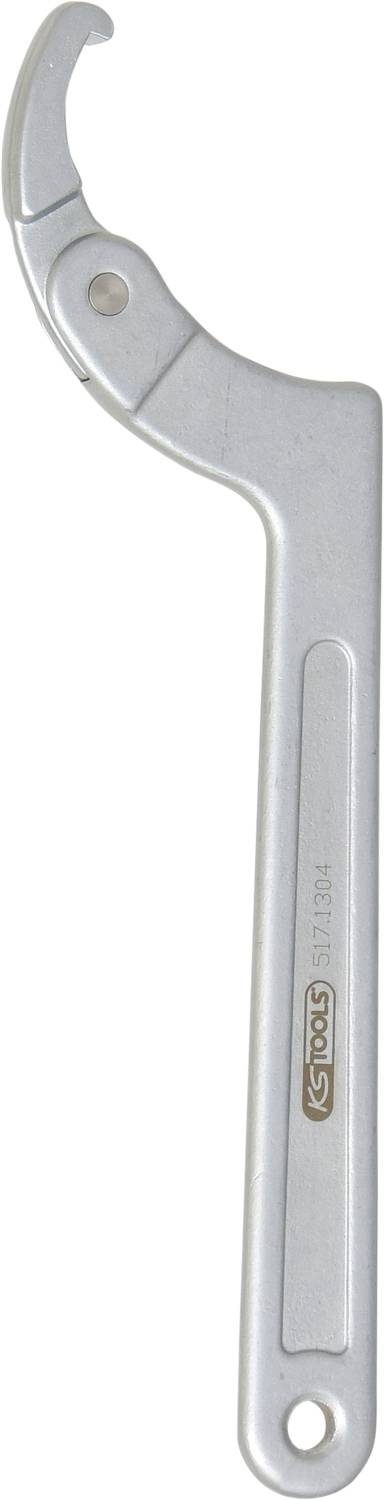 A silver-coloured hook/Allen spanner made of metal, used for loosening or tightening screws or nuts.