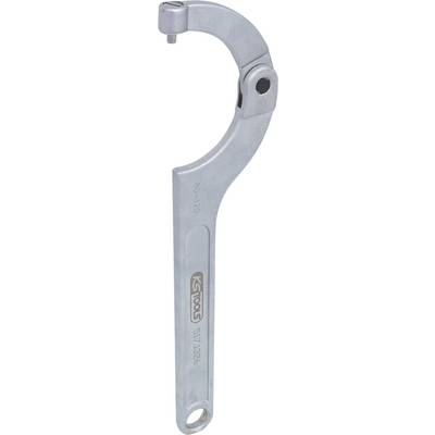A silver hook spanner with a movable end and the inscription 'Tons'. The tool has a curved shape.