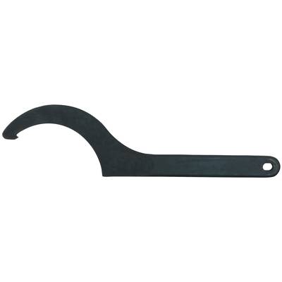A curved hook spanner, a typical tool used for adjusting or securing round fixings or nuts.
