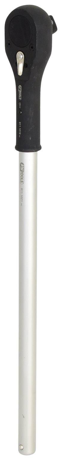 A silver torque wrench with a black handle, suitable for precise tightening of bolts and nuts in mechanical applications.