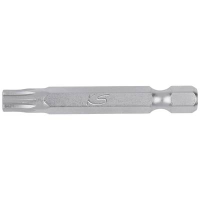 Metallic screwdriver bit with star-shaped profile. Suitable for Torx screws. Top view shows 'KS' logo in the centre.
