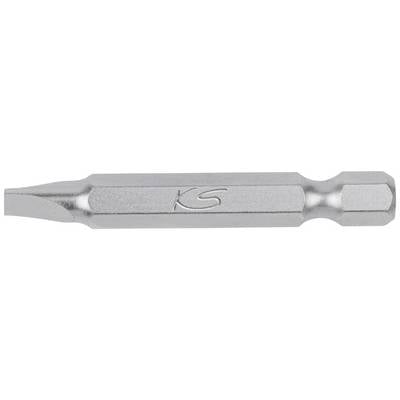 Slotted screwdriver bit made of metal with the 'KS' imprint. Suitable for slotted head screws.