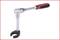 A ratchet with an ergonomic handle and an open head for fastening or loosening screw connections.