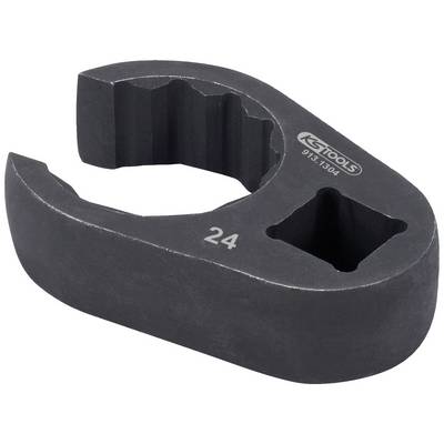In the image is a black ring spanner with a size of '24'. It has a square cut-out for attaching a torque wrench.