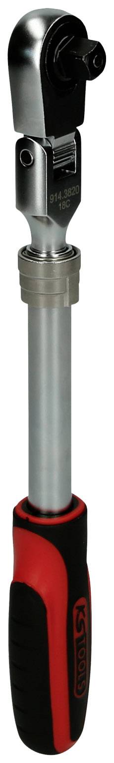 An adjustable torque wrench with a red and black handle, suitable for precise tightening moments in screw connections.