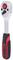 Hand ratchet with red and black handle, silver head and direction change push button, suitable for mechanical work.