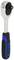 A silver and blue ratchet with a black handle, suitable for tightening or loosening screws and nuts.