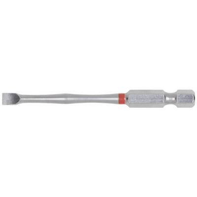 A silver slotted screwdriver bit with a red ring, suitable for manual screw work, on a white background.