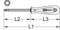 A technical drawing of a KS Tools hexagonal screwdriver. The dimensions L1, L2, and L3 are marked.