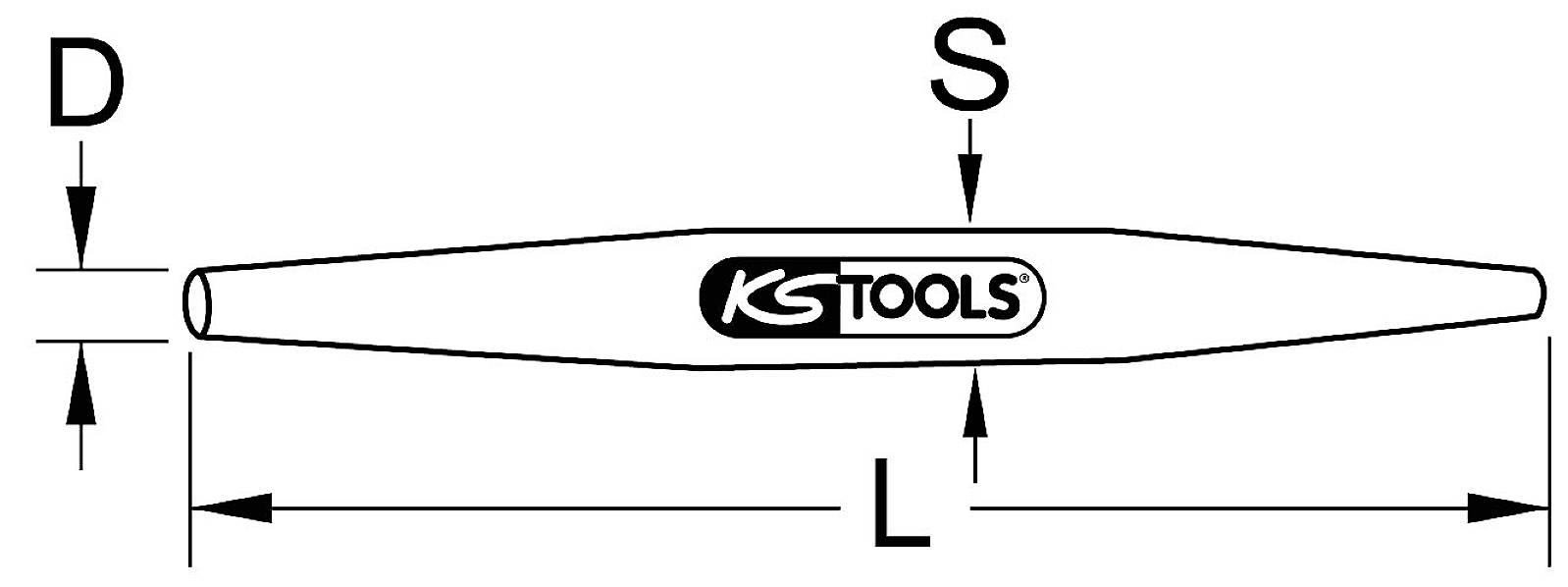 Tool Diagram: D indicates diameter, S indicates shaft diameter, L indicates length. 'KS TOOLS' logo in the centre.