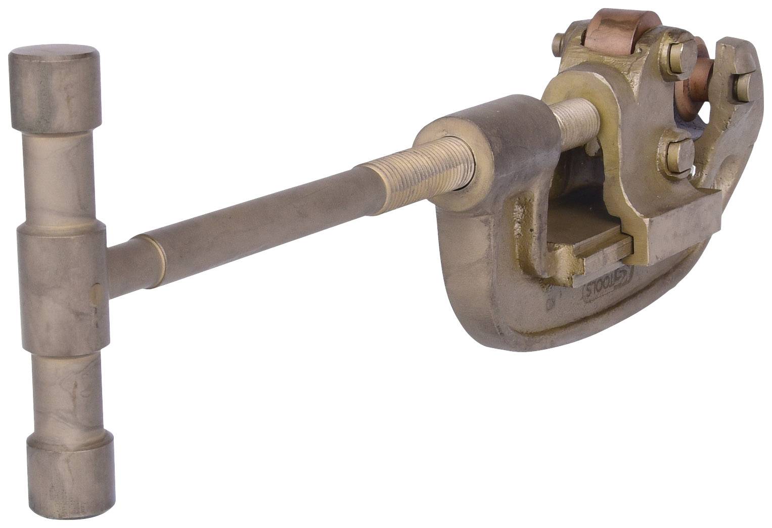 'Robust pipe cutter with T-handle, suitable for cutting thick copper pipes, ideal for plumbing and installation work.'