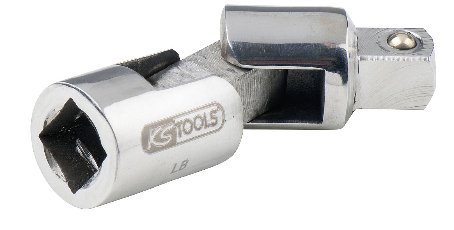 A silver jointed tool with the 'KS TOOLS' logo, used for connecting socket wrenches.