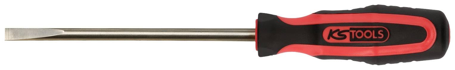 Flat-head screwdriver with black and red handle, 'KS Tools' printed on the side.