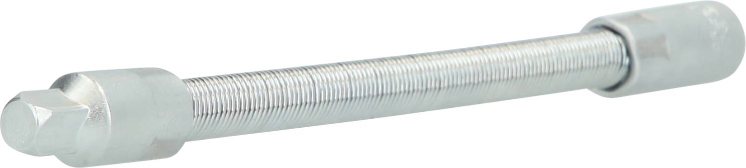 A long, silver metal screw with a screw head and smooth end.