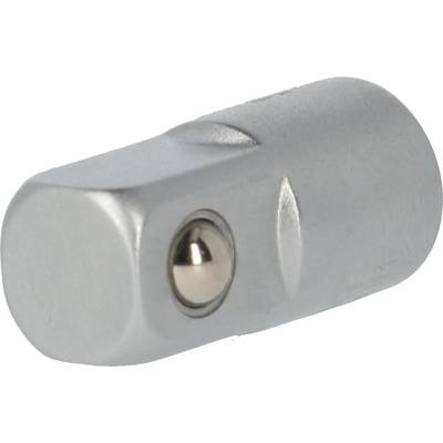 Metal adapter with a square end and a ball-shaped locking mechanism, likely for tools or machinery.