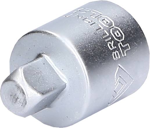 Metallic tool attachment in cylindrical form with embossing on the surface.