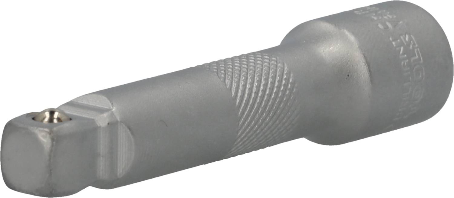 Metal socket extension with knurled handle and square drive. Used to extend the reach of tools.