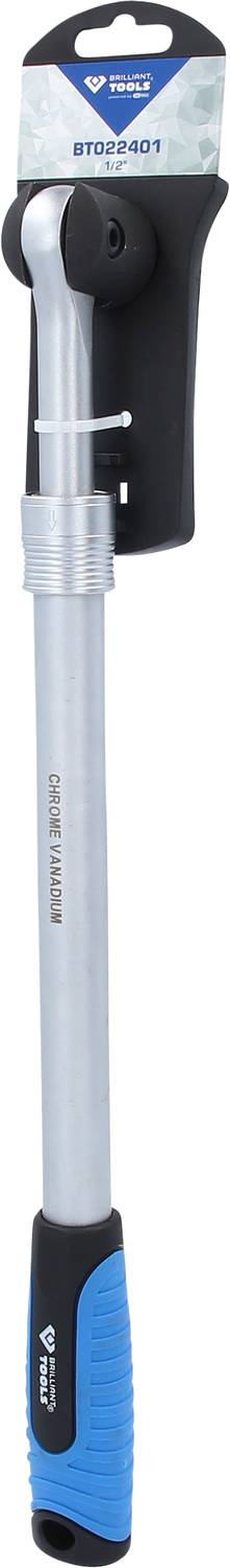 A silver-coloured torque wrench with a blue handle and packaging from BGS, model BTQ1401, for precise screw assembly.