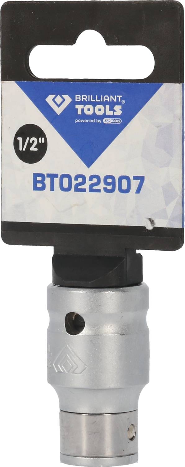 Socket wrench with a black T-handle and silver metallic shaft, marked with '1/2"' and serial number 'BT022907'.