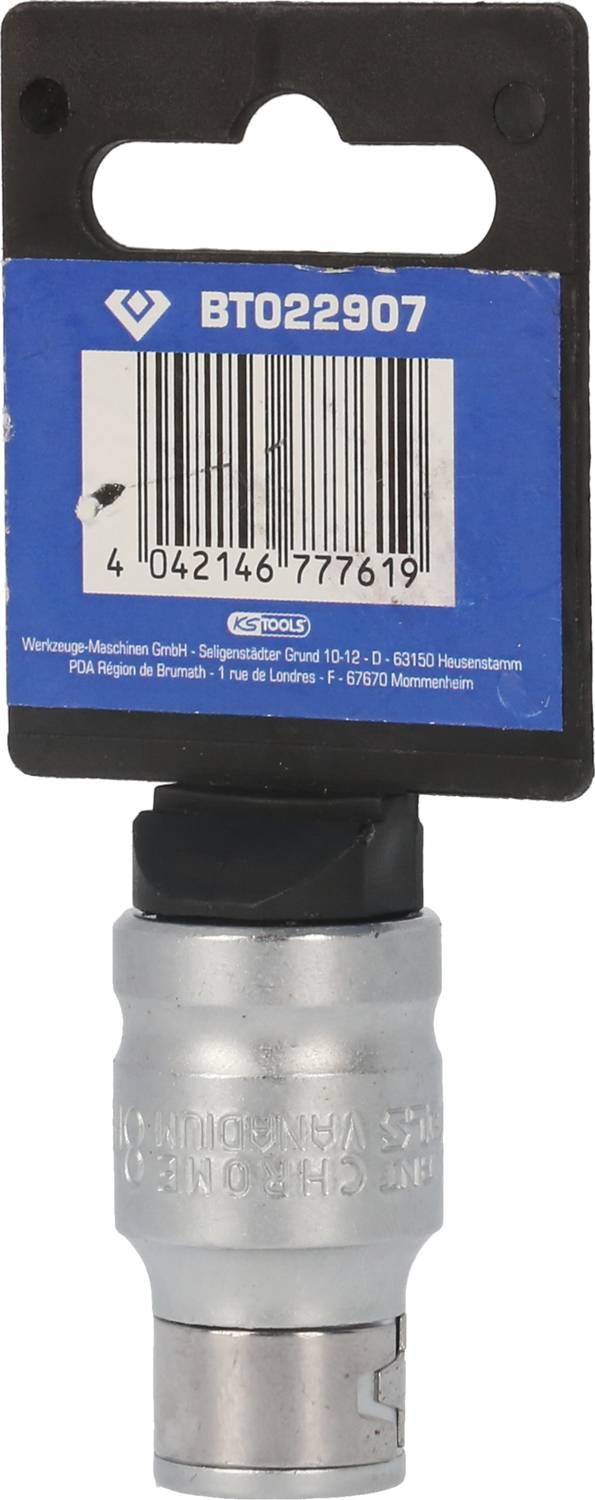 Metal key attachment in original packaging with barcode and the number 'BT022907' at the top of the image.