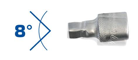 Illustration of a tool attachment with an 8-degree inclination.