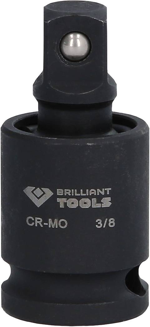 A black ratchet with the inscription 'BRILLIANT TOOLS CR-MO 3/8', suitable for use with sockets.