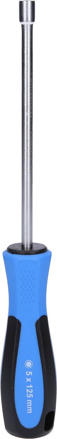 Blue screwdriver with a black handle and metal shaft, pictured as a tool, on a white background.