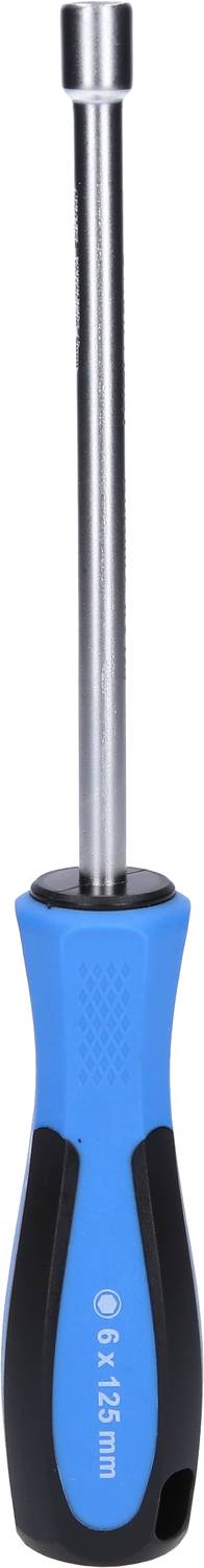 Screwdriver with a blue handle and a long, narrow metal head. Suitable for work in hard-to-reach areas.