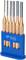 Set of pin punches in various sizes in a blue holder with the inscription 'Brilliant Tools'.