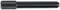 A black metal pen with a knurled handle on the left side. The pen is cylindrical and smooth on the right side.