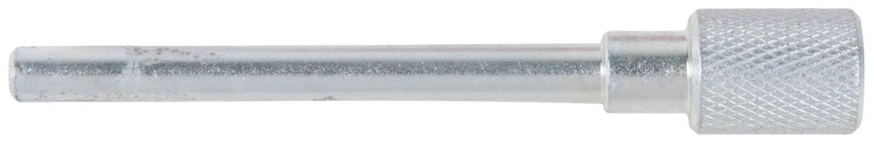 A silver metallic tool with a ridged handle, resembling a screwdriver head without a tip.