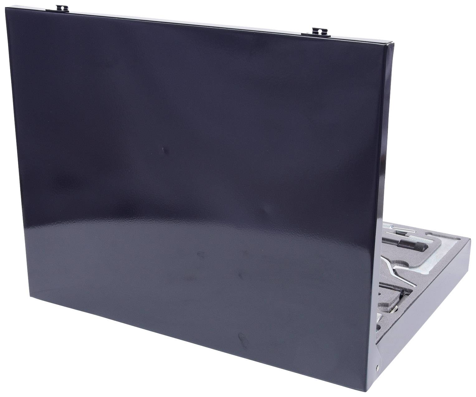 An open toolbox containing a variety of tools such as spanners and pliers. Ideal for DIY enthusiasts.