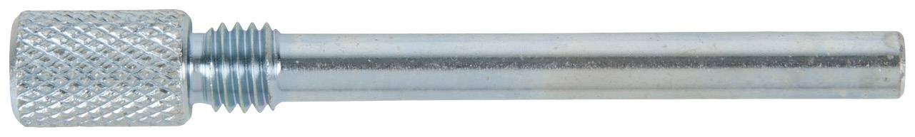 A silver, metallic bolt with a knurled head and thread.