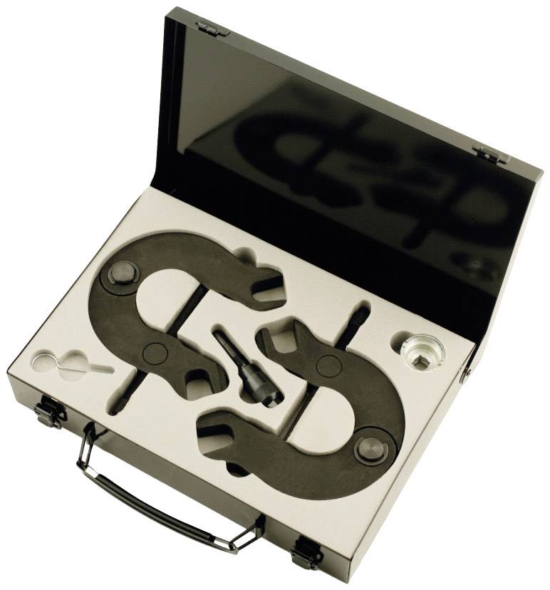 Tool case with an open lid, containing specialised tools for clutch installation.