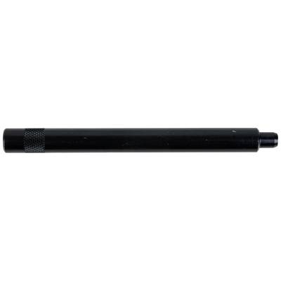 Cylindrical black object with a ribbed texture at one end, potentially a component or tool.