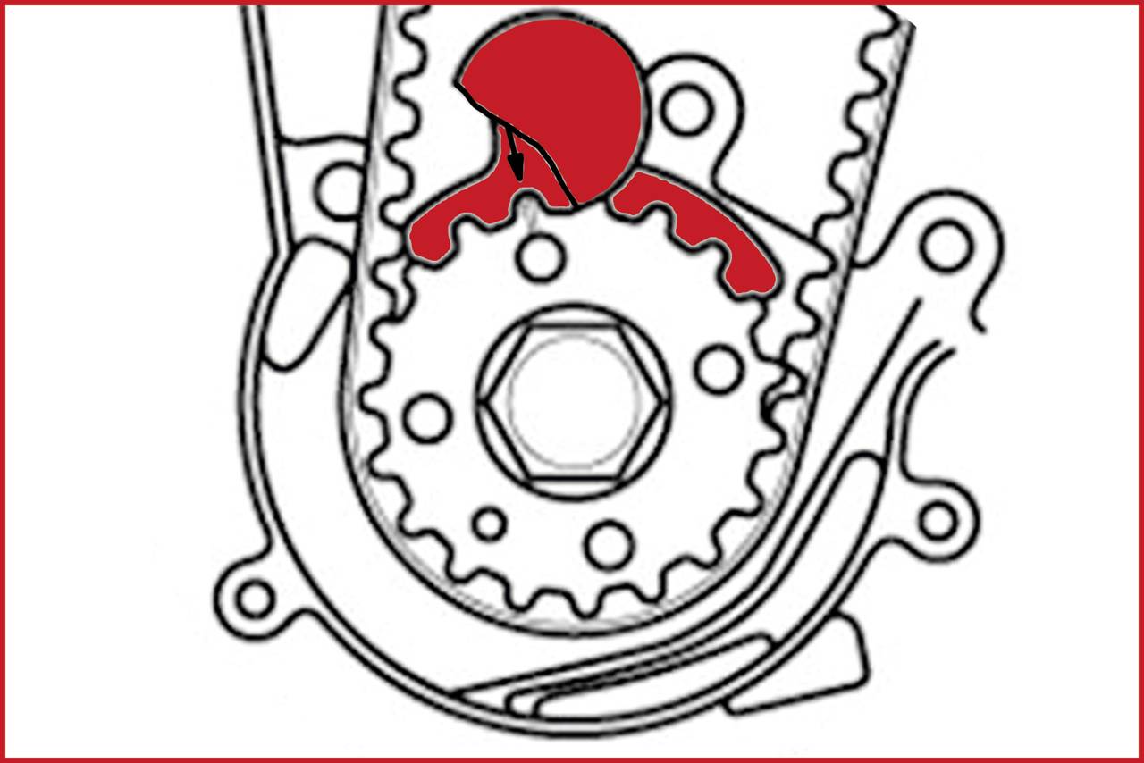 A mechanism with a large gear wheel and a smaller, red-highlighted part that potentially indicates a function or direction.