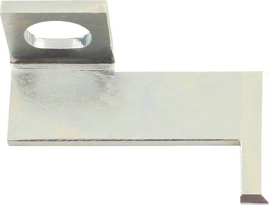 A rectangular metal piece with a hole in the top left corner. It appears to be an angle bracket or mounting bracket.