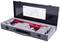 'Engine adjustment tool set in a case with foam lining. Contains red tool component, screws and manual. Suitable for engine maintenance.'