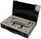 Black tool case open with various tools, including spanners, pliers and screwdrivers, securely organised in a foam insert.
