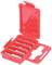 Red plastic toolbox with five screwdriver bits in various sizes. Box shown open.
