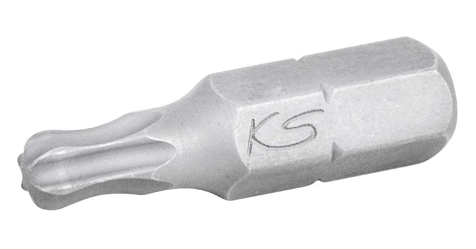 A silver screwdriver bit with a star-shaped tip and 'KS' engraved on the side. Suitable for specialised screw types.