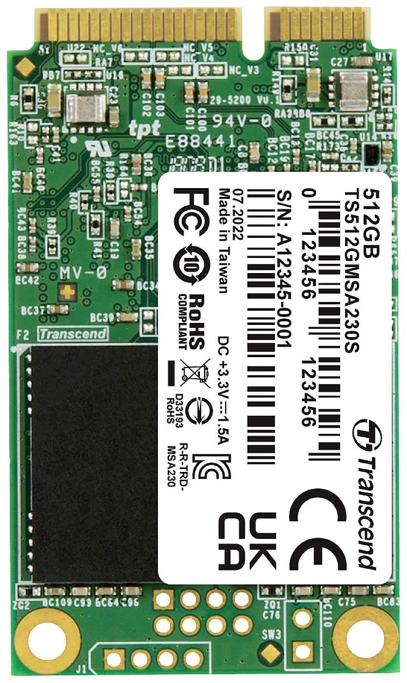 Transcend MSA230S 512 GB Internal mSATA SSD mSATA Retail TS512GMSA230S