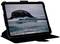 A tablet in a protective case displays a locked screen showing the time 9:41 and a background image of a stormy maritime landscape.