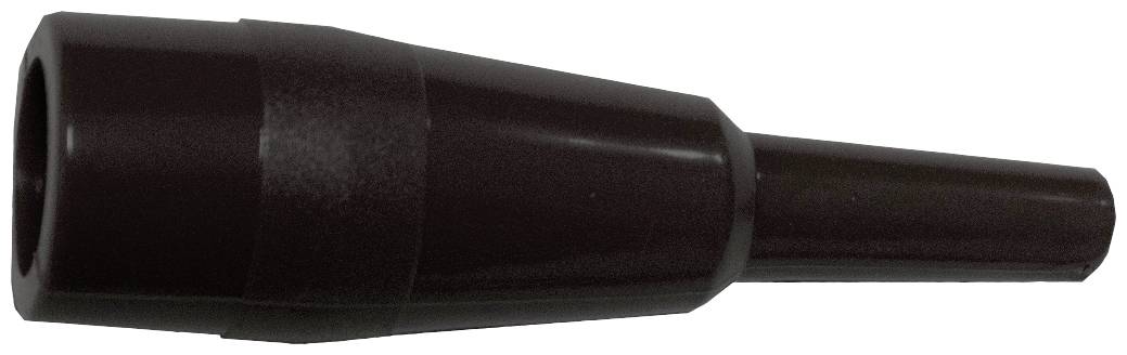 A black plastic component shaped like a cone, potentially an adapter or connection nozzle.