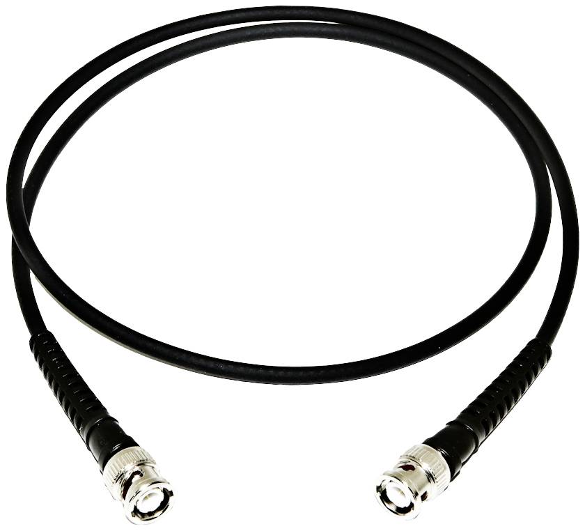 Coaxial cable with two connectors at the ends, typically used for data transmission in televisions or computer networks.