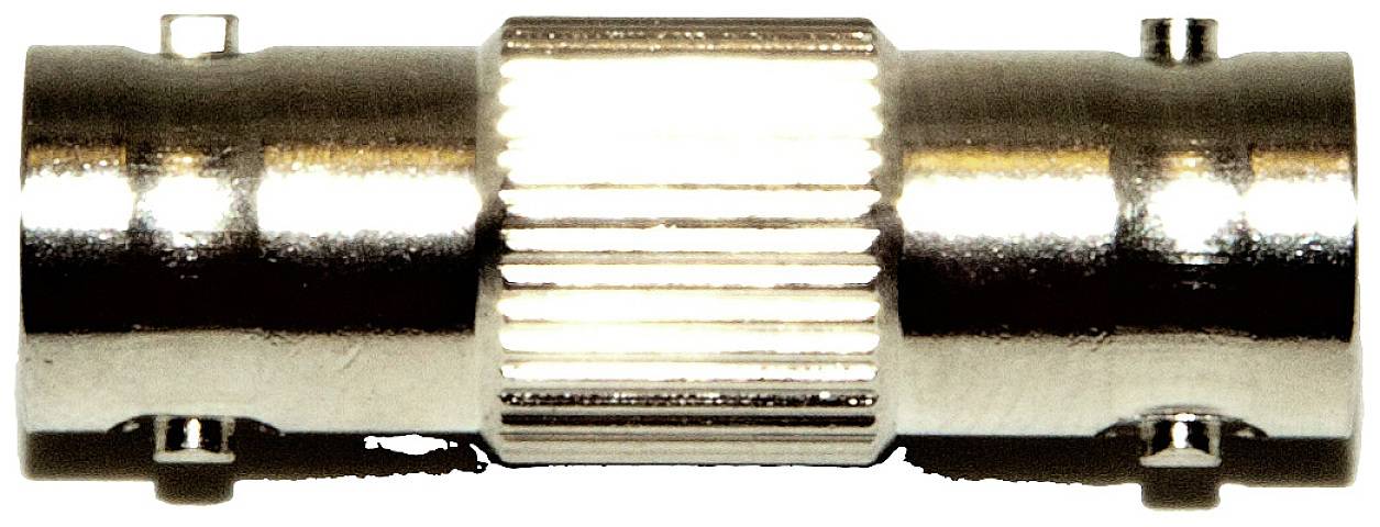 A silver, cylindrical RF plug with a ridged centre for better grip is shown from the side view.