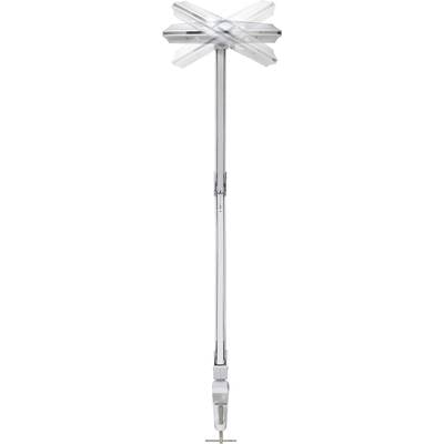 Long, swivelling metal umbrella stand for table mounting. Upper section features a star-shaped structure.