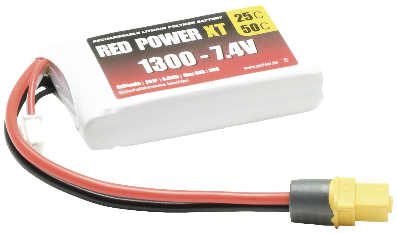 Red Power Scale model battery pack (LiPo) 7.4 V 1300 mAh 25 C Softcase