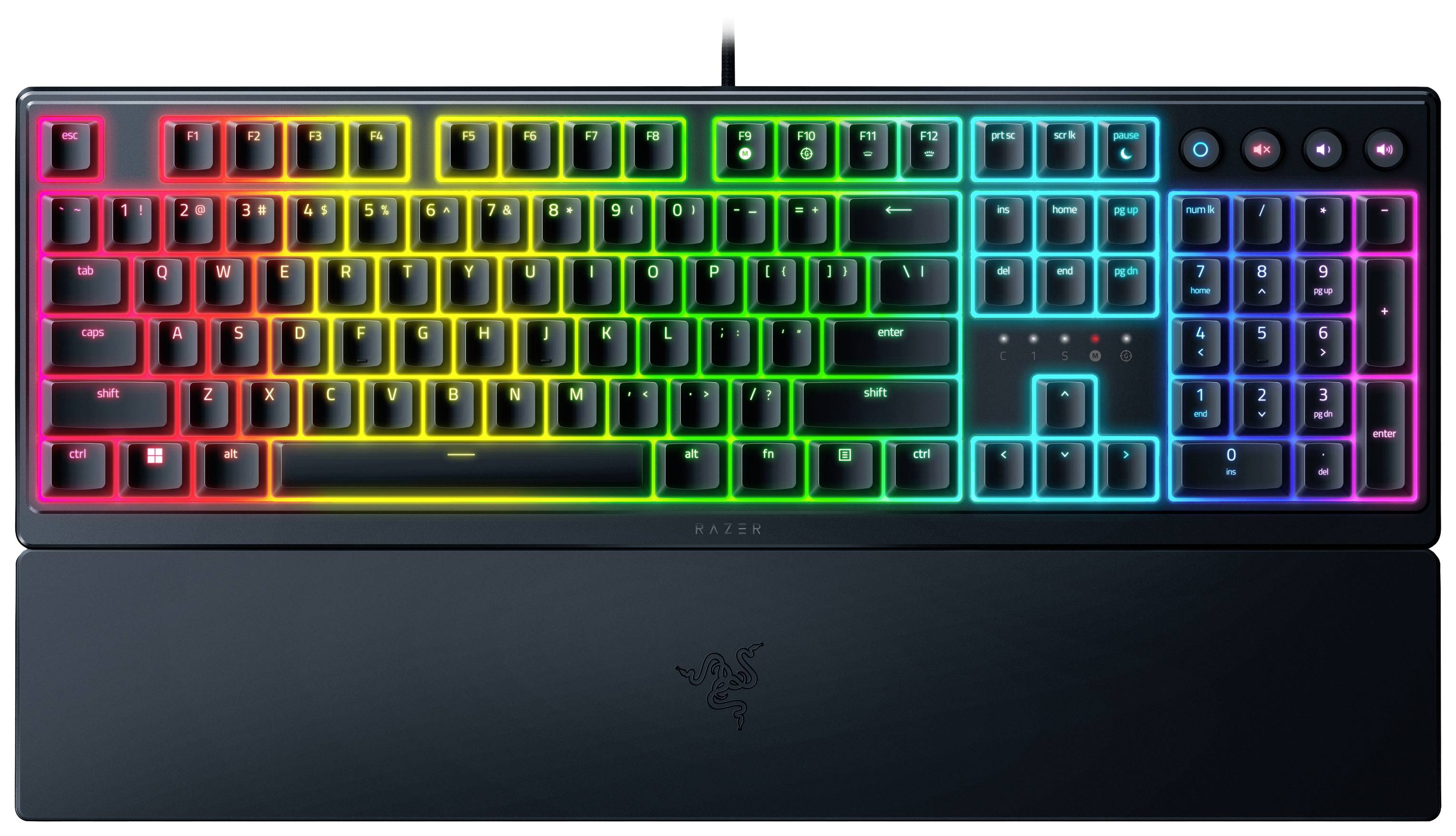 RAZER Ornata V3 Corded Gaming keyboard German, QWERTZ Black Backlit, Gel wrist support mat, Multimedia buttons, Fully adjustable