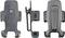 Three angles of a black plastic belt loop holder for an electronic device such as a mobile phone.